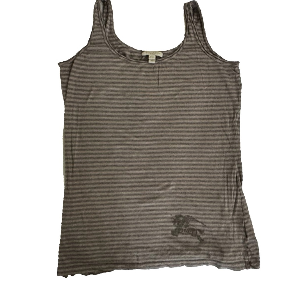 Burberry Brit Striped Tank Top – Size M – Gray/Taupe – Made in Portugal